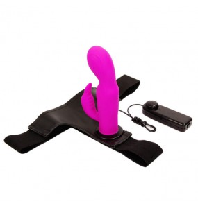 BAILE - Ultra Harness Silicone Strap On Dual Vibrator (L:15.5cm - D:3.7cm)